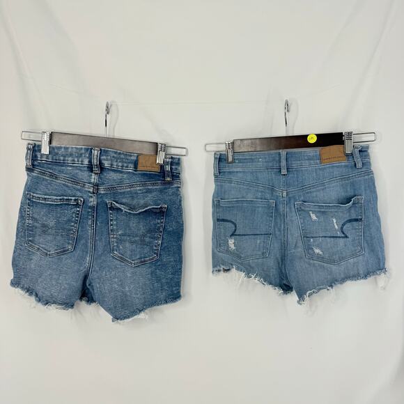 American Eagle Lot of 2 Distressed Denim Shorts Size 0 Stretch Hi-Rise Festival - Picture 2 of 10